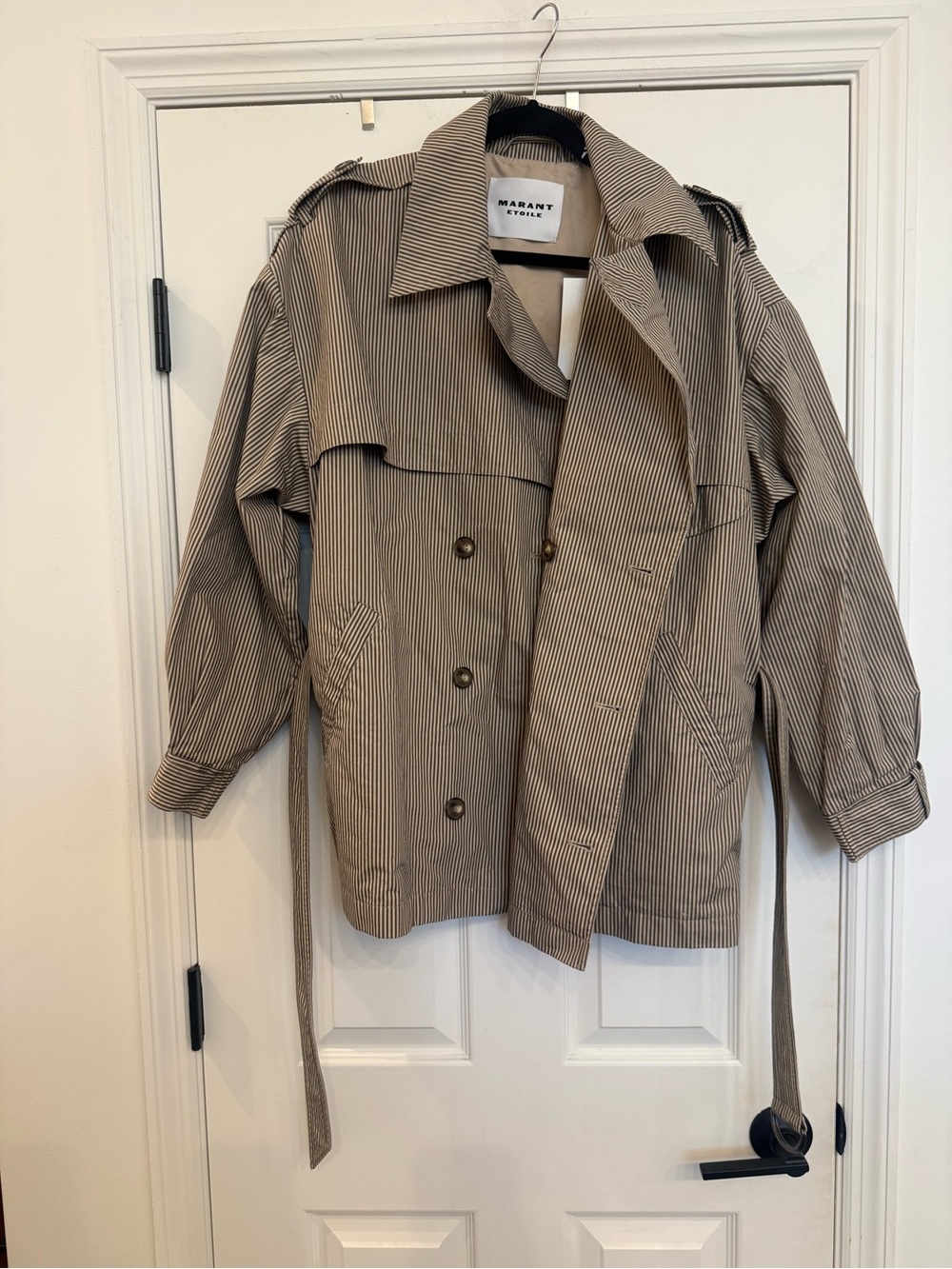 NWT Isabel Marant Etoile Claya Jacket Trench Coat Beige Khaki 38 US 6 Medium - Picture 9 of 16
